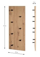HAKU Möbel Wandgarderobe 37442 eiche Holz 7 Haken 80,0 x 30,0 cm, 1 St.