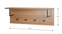 HAKU Möbel Wandgarderobe 37147 eiche Holz 4 Haken...
