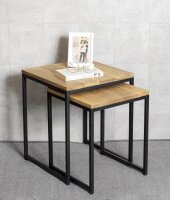 HAKU Möbel Beistelltische-Set quadratisch Massivholz eiche, 2 St.
