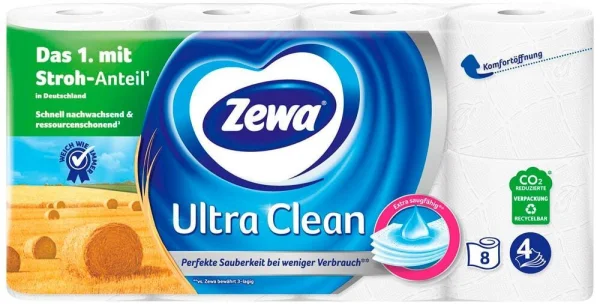 Zewa Toilettenpapier Ultra Clean 4-lagig, 8 Rollen