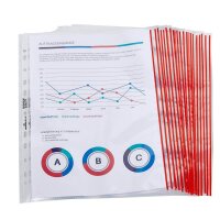 DURABLE Prospekthüllen PREMIUM DIN A4 rot klar 0,08...