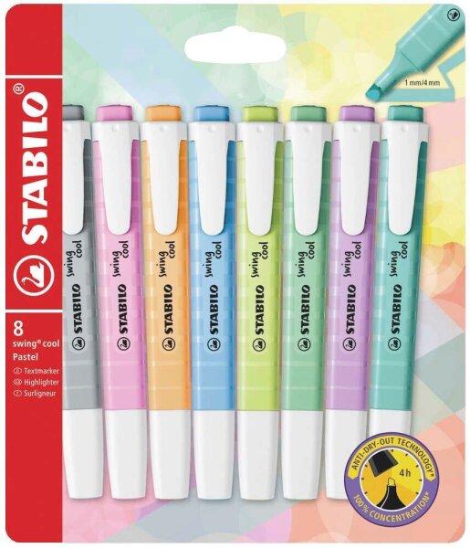 STABILO swing cool Pastel Textmarker farbsortiert, 8 St.