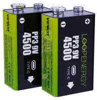 VERICO USB-Akkus mit Ladekabel LoopEnergy PP3 9V Li-Ion...