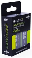 VERICO USB-Akkus mit Ladekabel LoopEnergy PP3 9V Li-Ion E-Block 500 mAh, 2 St.
