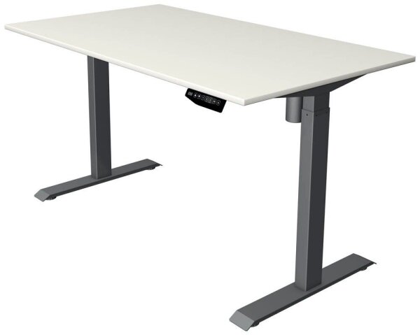 Kerkmann Move 1 elektrisch höhenverstellbarer Schreibtisch weiß rechteckig, T-Fuß-Gestell grau 140,0 x 80,0 cm