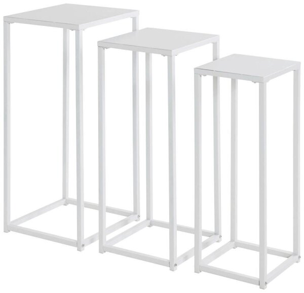 HAKU Möbel Beistelltische-Set rechteckig Metall weiß, 3 St.