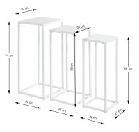 HAKU Möbel Beistelltische-Set rechteckig Metall weiß, 3 St.