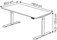 Kerkmann Move 1 elektrisch höhenverstellbarer Schreibtisch weiß rechteckig, T-Fuß-Gestell silber 140,0 x 80,0 cm