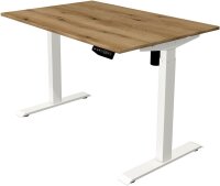 Kerkmann Move 1 elektrisch höhenverstellbarer Schreibtisch eiche rechteckig, T-Fuß-Gestell weiß 120,0 x 80,0 cm