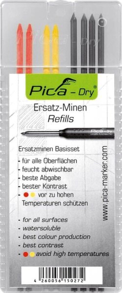 Pica Dry 4020 Fallminen-Bleistiftminen graphit, rot, gelb 2,8 mm, 8 St.
