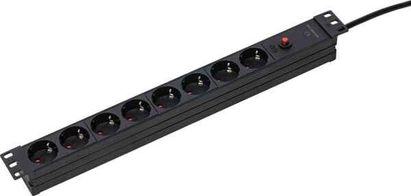 as-Schwabe 19 Zoll RACK 8-fach Steckdosenleiste für Serverschrank 3,0 m schwarz