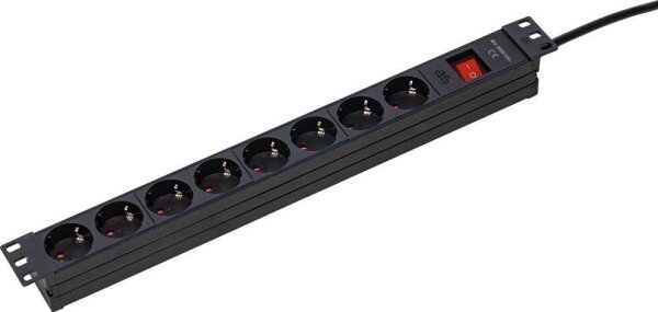 as-Schwabe 19 Zoll RACK 8-fach Steckdosenleiste für Serverschrank 3,0 m schwarz