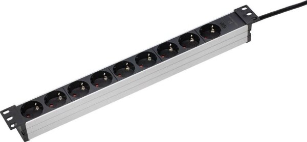 as-Schwabe 19 Zoll RACK 9-fach Steckdosenleiste für Serverschrank 2,0 m schwarz
