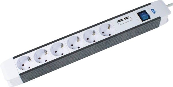 as-Schwabe FLASH 6-fach Steckdosenleiste 1,5 m weiß