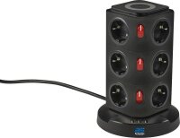 as-Schwabe QI-Wireless Ladestation 12-fach Steckdosenturm...