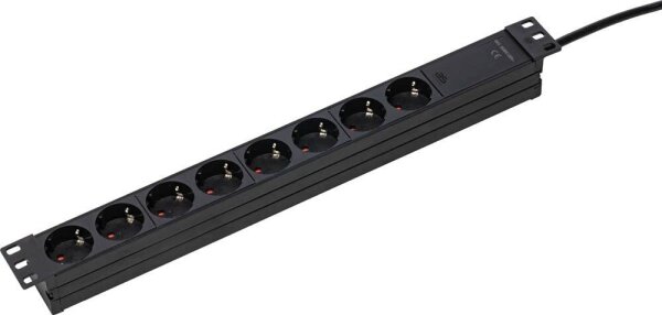 as-Schwabe 19 Zoll RACK 8-fach Steckdosenleiste für Serverschrank 3,0 m schwarz