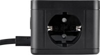 as-Schwabe QI-Wireless Ladestation 2-fach Steckdosenturm 1,5 m schwarz mit USB-Buchse