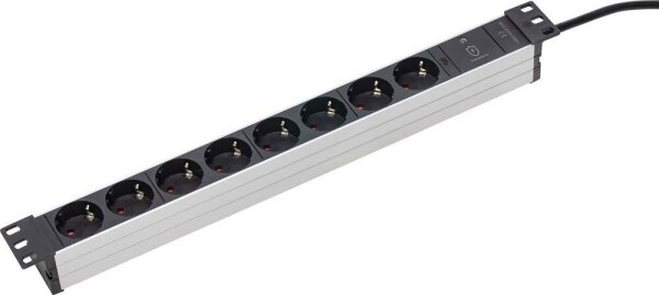 as-Schwabe 19 Zoll RACK 8-fach Steckdosenleiste für Serverschrank 2,0 m schwarz