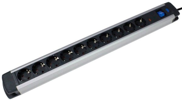 as-Schwabe ALUX 10-fach Steckdosenleiste 1,5 m schwarz