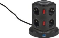 as-Schwabe QI-Wireless Ladestation 8-fach Steckdosenturm...