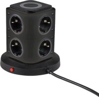 as-Schwabe QI-Wireless Ladestation 8-fach Steckdosenturm...
