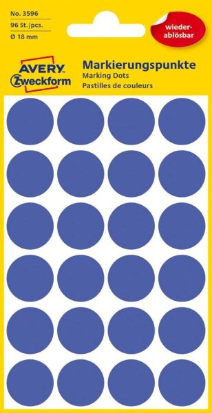 AVERY Zweckform Klebepunkte 3596 blau Ø 18,0 mm, 96 St.