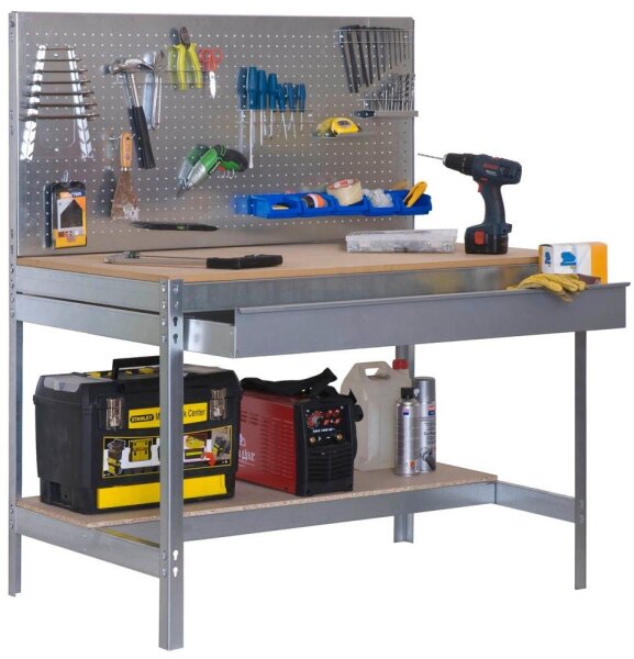 Simonrack Werkbank-Set SIMONWORK BT2 BOX grau 1 Schublade 121,0 x 61,0 x 144,5 cm