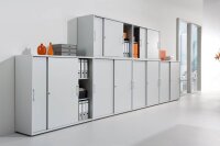 HAMMERBACHER Schiebetürenschrank, V1752S/5/5/RE lichtgrau 1 Fachboden 120,0 x 40,0 x 74,8 cm