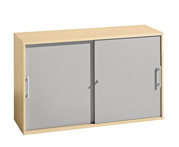 HAMMERBACHER Schiebetürenschrank, V1752S/3/S/RE ahorn, silber 1 Fachboden 120,0 x 40,0 x 74,8 cm