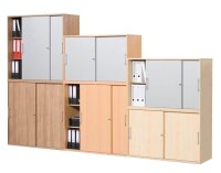 HAMMERBACHER Schiebetürenschrank, V1752S/3/S/RE ahorn, silber 1 Fachboden 120,0 x 40,0 x 74,8 cm