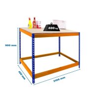 Simonrack Werkbank SIMONWORK BASIC 1 orange, blau 210,0 x 45,0 x 90,0 cm