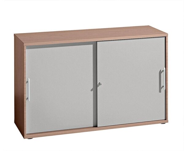 HAMMERBACHER Schiebetürenschrank, V1752S/N/S/RE nussbaum, silber 1 Fachboden 120,0 x 40,0 x 74,8 cm