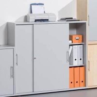 HAMMERBACHER Schiebetürenschrank, V1753S/5/5/RE lichtgrau 2 Fachböden 120,0 x 40,0 x 110,0 cm