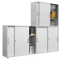 HAMMERBACHER Schiebetürenschrank, V1753S/5/5/RE lichtgrau 2 Fachböden 120,0 x 40,0 x 110,0 cm