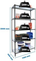 Simonrack Schwerlastregal SIMONCLICK SUPERPLUS 5 8425437098086 anthrazit, silber 110,0 x 40,0 x 200,0 cm