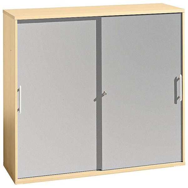 HAMMERBACHER Schiebetürenschrank, V1753S/3/S/RE ahorn, silber 2 Fachböden 120,0 x 40,0 x 110,0 cm