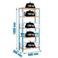 Simonrack Schwerlastregal MADERCLICK 5 8435104912782 orange, blau, braun 90,0 x 50,0 x 180,0 cm
