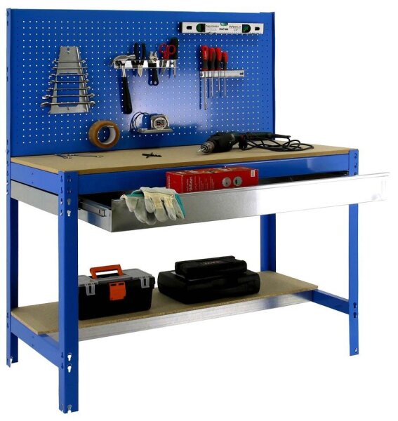 Simonrack Werkbank SIMONWORK blau 1 Schublade 151,0 x 61,0 x 144,5 cm