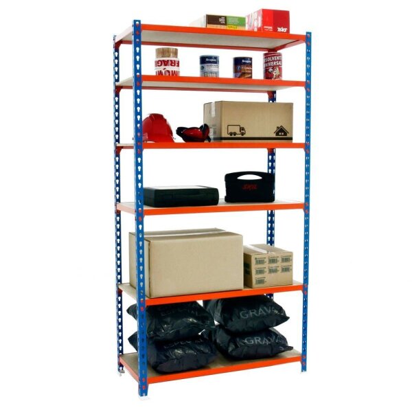 Simonrack Schwerlastregal MADERCLICK 6 8435104955208 orange, blau, braun 90,0 x 30,0 x 250,0 cm