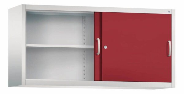 CP Aufsatz-Schiebetürenschrank Acurado, 2145-00 S10054 lichtgrau, rubinrot 4 Fachböden 160,0 x 40,0 x 79,0 cm