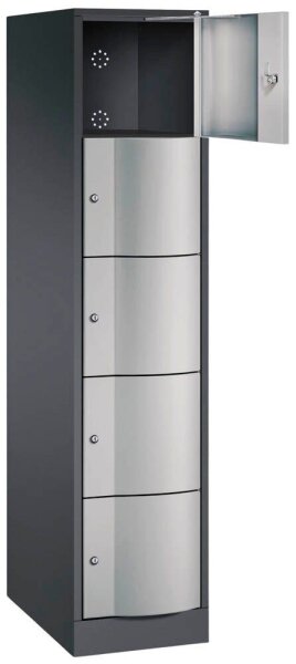 CP Schließfachschrank Resisto schwarzgrau, weißaluminium 8570-173 S10008, 5 Schließfächer 39,6 x 64,0 x 195,0 cm