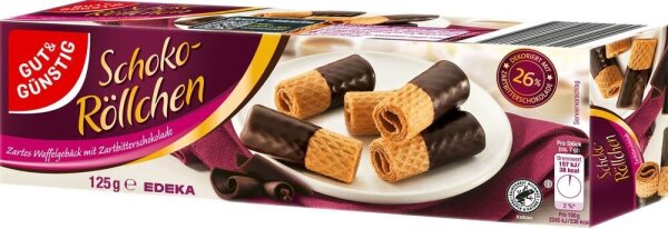 GUT&GÜNSTIG Schoko-Röllchen Zartbitter Kekse 125,0 g, 1 St.