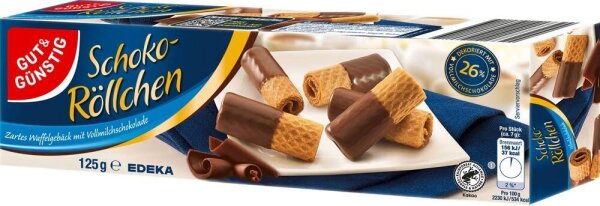 GUT&GÜNSTIG Schoko-Röllchen Vollmilch Kekse 125,0 g, 1 St.