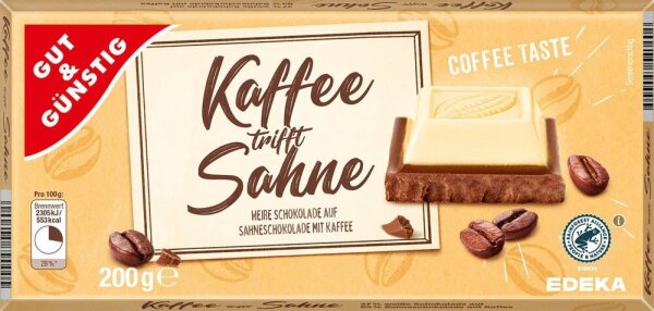 GUT&GÜNSTIG Kaffee trifft Sahne Schokolade 200,0 g  ( 2698359006 )