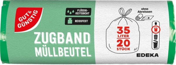 GUT&GÜNSTIG Müllbeutel 35,0 l grün, 20 St.