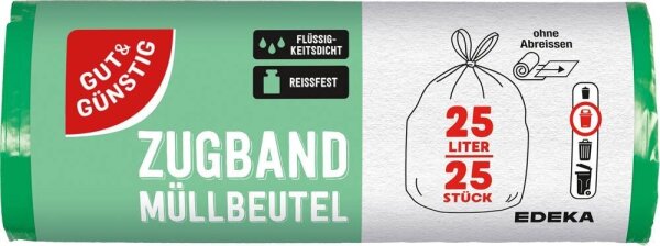 GUT&GÜNSTIG Müllbeutel 25,0 l grün, 25 St.