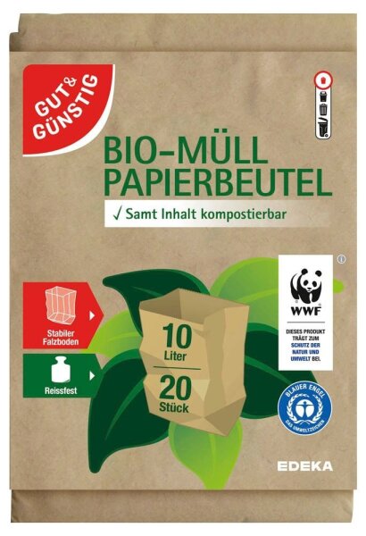 GUT&GÜNSTIG Biomüllbeutel 10,0 l braun, 20 St.