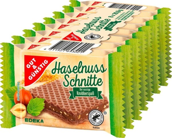 GUT&GÜNSTIG Haselnuss-Schnitte 166,4 g, 8 St.
