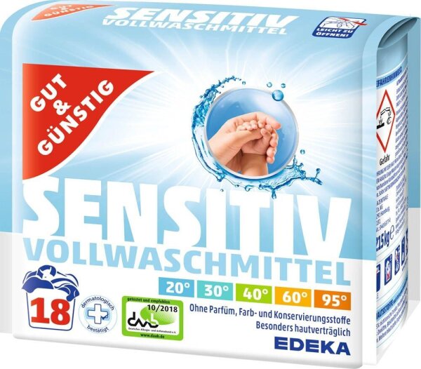 GUT&GÜNSTIG SENSITIV Waschmittel Pulver, 1,22 kg