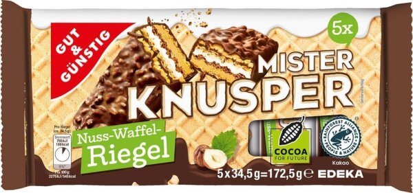 GUT&GÜNSTIG Mister Knusper Schokoriegel 5 Riegel  ( 4517871009 )